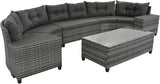Quarte Outdoor Patio Furniture Sets, 8-Pieces All Weather Wicker Round Sofa Set, Half-Moon Sectional Sets - Photo 6