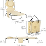 Outsunny Folding Beach Lounge Chair with Face Hole and Arm Slots - Photo 3