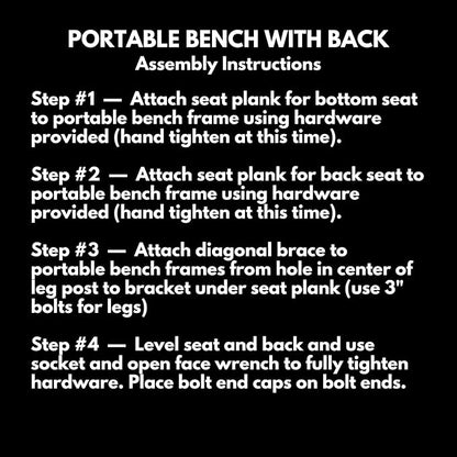 COATEDOUTDOORFURNITURE Coated Outdoor Furniture Heavy-Duty Portable Outdoor Bench Thermoplastic Coated, Expanded Metal, Commercial-Grade Seating, Made in America (Portable with Back, 6 Ft, Black)