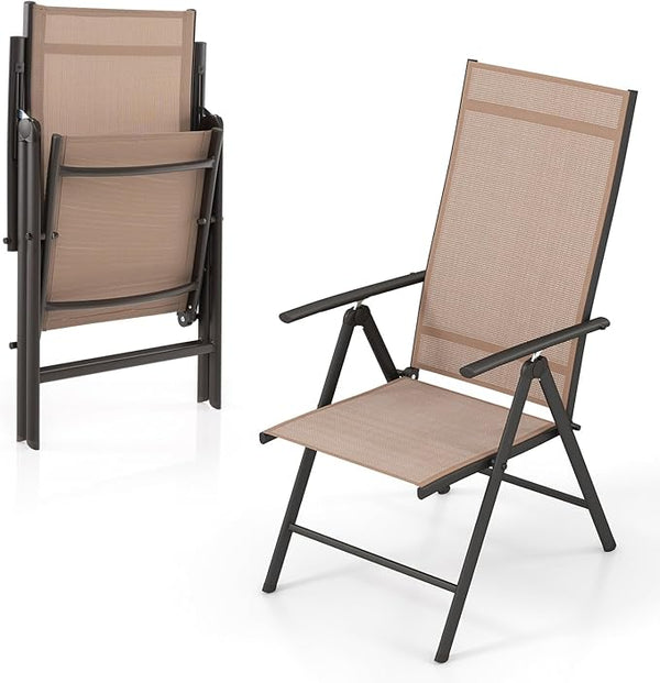 Giantex Folding Patio Chairs, High Back Outdoor Chairs with 7-Level Adjustable High Backrest - Photo 1