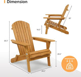 VINGLI Folding Adirondack Chair, Wood Adirondack Chairs for Outdoor, Foldable Fire Pit Chairs for Patio, BBQ, Porch - Photo 3