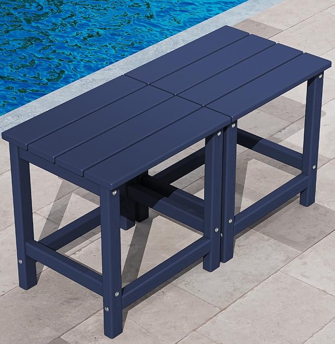 KINGYES Adirondack Outdoor Side Tables Set of 2, Navy