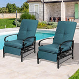 Incbruce Outdoor Lounge Chair Set of 2 Patio Furniture Adjustable Recliner with Retractable Steel Frame and Removable - Photo 2