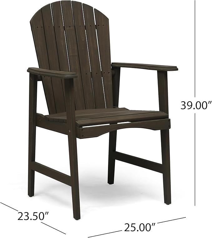 Harper & Bright Designs Outdoor Weather Resistant Acacia Wood Adirondack Dining Chairs (Set of 2), Grey Finish