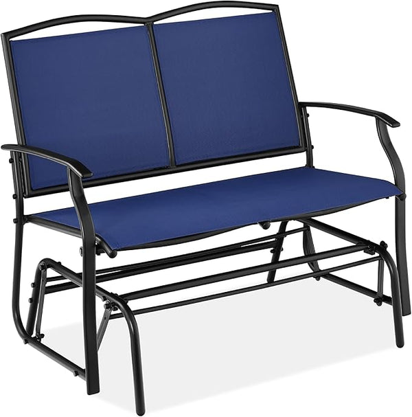 Best Choice Products 2-Person Outdoor Patio Swing Glider Steel Bench Loveseat Rocker for Deck, Porch w/Textilene Fabric - Photo 1
