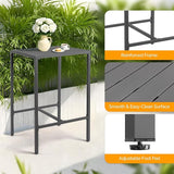 VINGLI 27 Inch Outdoor Bar Table, All-Weather Aluminum Patio Balcony Pub Table for Pool, Blacony, Yard (Gray) - Photo 4