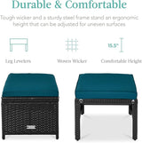 Best Choice Products Set of 2 Wicker Ottomans, Multipurpose Outdoor Furniture for Patio, Backyard, Additional Seating - Photo 2