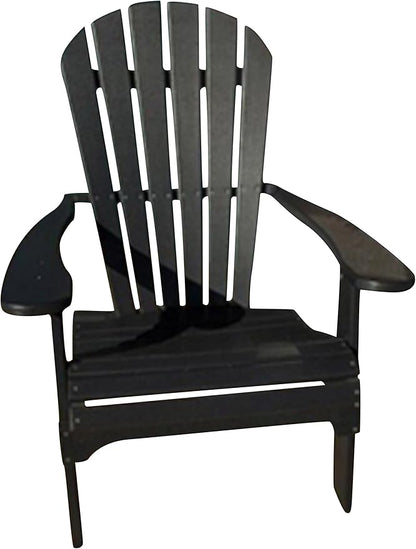 Phat Tommy Foldable Adirondack Chair - Poly Adirondack Chair Folding - HDPE, Heavy Duty, Recycled Plastic - All Weather Outdoor Furniture for Your Deck, Front Porch, or Patio, Black