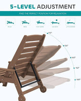 SERWALL HDPE Chaise Lounge Set of 2 for Outdoor, Brown - Photo 3