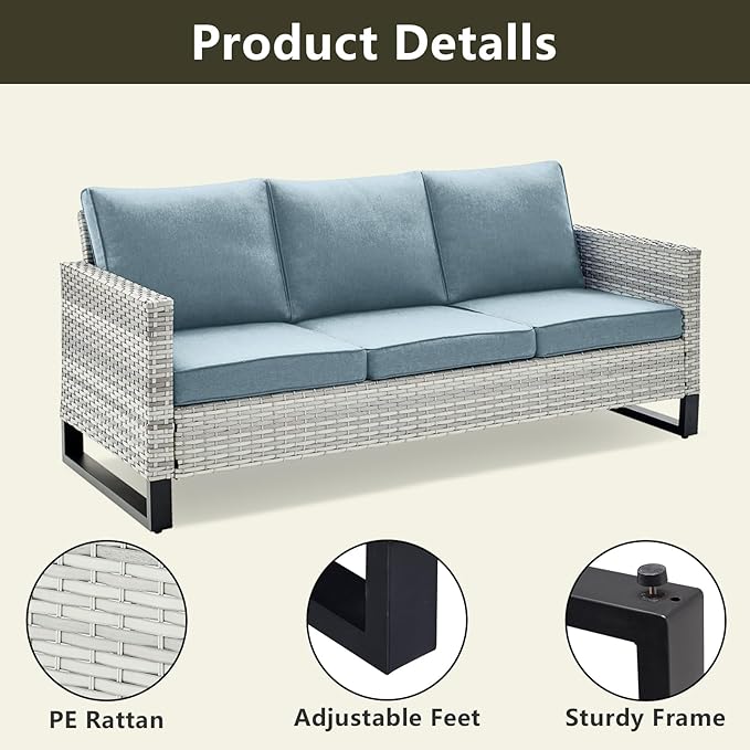 Wicker Outdoor Patio Furniture Set - 8 Piece Patio Conversation Set with 4 Swivel Rocker Chairs, 2 Rattan Ottoman - Photo 5