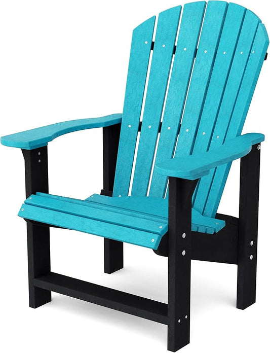Wildridge Heritage Upright Adirondack Chair, Aruba Blue and Black - Outdoor All-Weather Poly Furniture for Patio, Deck, Yard
