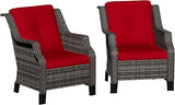 Patio Wicker Chairs Set of 2, Outdoor PE Conversation Bistro Chair Set with Cushions for Garden, Backyard - Photo 7