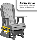 LuxCraft 2' Adirondack Glider Chair, Outdoor Patio Rocking Glider, Gliding Rocker for Outside (Lime Green & Black) - Photo 3