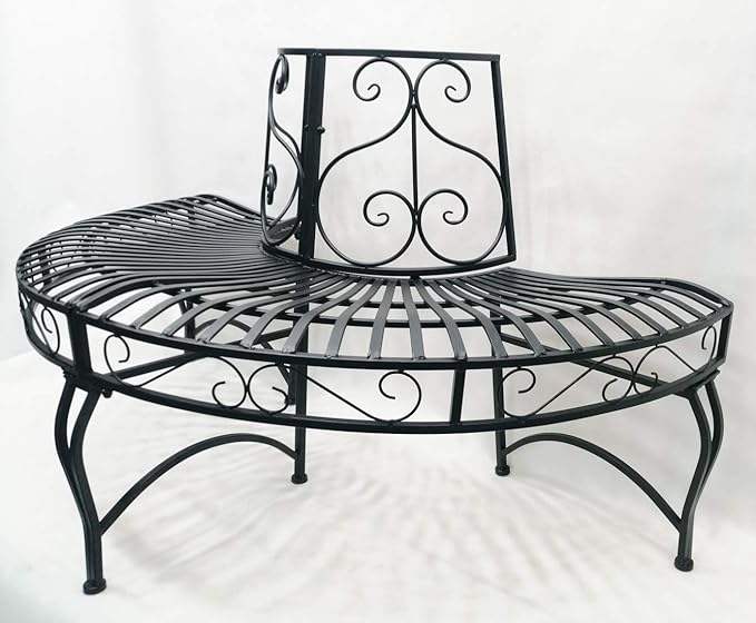 Hi-Line Gift Ltd. Black SEMI-Circle Tree-WRAP Bench