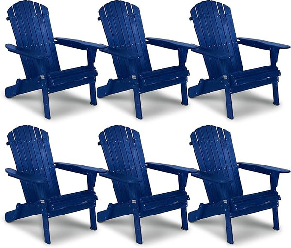 VINGLI Folding Adirondack Chairs Set of 6, Wood Adirondack Chair for Outdoor, Foldable Fire Pit Chairs for Patio, BBQ - Photo 1