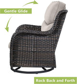 Rilyson Wicker Patio Furniture Set - 5 Piece Rattan Outdoor Sectional Conversation Sets with 2 Swivel Rocking Chairs - Photo 5