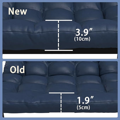 Oversized Indoor Rocking Chair, Plush Papasan Chair with Comfy Padded Cushions & Side Pocket, for Patio Garden, Porch, Lounge, Outdoor, Navy