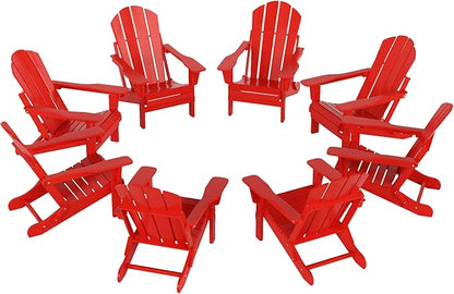 WO WESTIN OUTDOOR HDPE Laguna Outdoor Folding Poly Adirondack Chair (Set of 8),Red