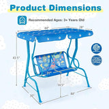 Costzon Kids Porch Swing, All-Weather Patio Swing Bench Hammock w/Adjustable Canopy & Safety Belts for 2 Children - Photo 6
