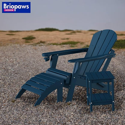 BRIOPAWS Adirondack Side Table, HDPE Weather Resistant Outdoor Table, 2-Shelf Plastic End Table for Poolside Indoor Outside Front Porch Living Room Patio Backyard Campfire, 14 x 13 inch, Blue
