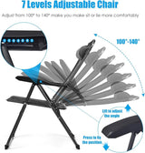 Giantex Set of 2 Patio Dining Chairs, Folding Lounge Chairs with 7 Level Adjustable Backrest, Headrest, 300 Lbs Capacity - Photo 4