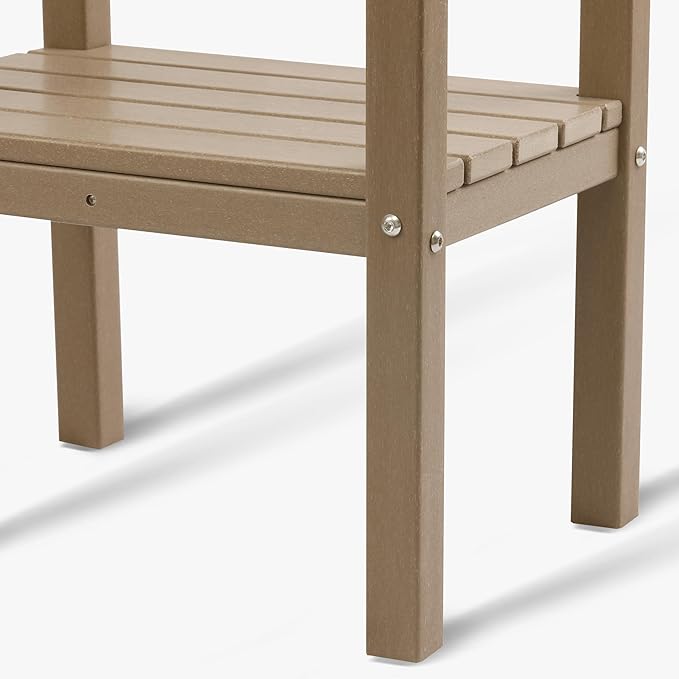 WestinTrends Malibu 36" Outdoor Adirondack HDPE 2-Tier Patio Side Table, Weathered Wood - Photo 8