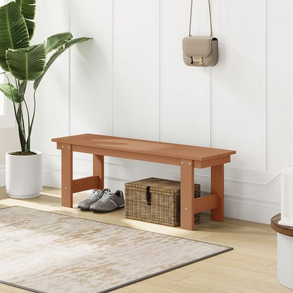 Costaelm Garden Bench, Front Porch Bench Entryway Park Bench, Patio Backless Garden Seat for Outdoors/Indoor, Low Farmhouse Bench, Teak