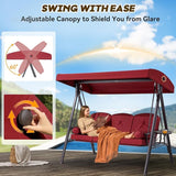3 in 1 Outdoor Porch Swing with Adjustable Canopy, 3 Seat Outdoor Swing for Adults - Photo 3