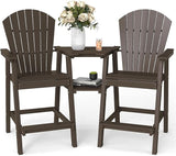 FOOWIN Tall Adirondack Chair Set of 2, All Weather HDPE Bar Height Adirondack Chair with Double Connecting Trays - Photo 1