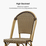 PURPLE LEAF French Bar Stool Set of 2 Bamboo Print Finish Patio Bar Stools with Back Rattan Chairs Wicker Bar Height - Photo 4
