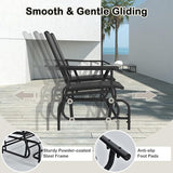 Tangkula 2 Person Swing Glider Chair, Patio Rocking Loveseat w/Center Tempered Glass Table - Photo 6