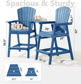 PASAMIC Tall Adirondack Chair Set of 4, All-Weather HDPE Outdoor Chairs with Removable Double Trays - Photo 2