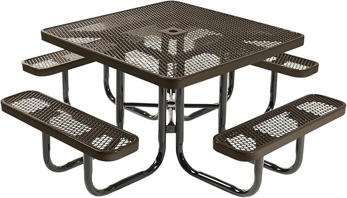 COATEDOUTDOORFURNITURE Heavy-Duty Portable Outdoor Picnic Table with Umbrella Hole - Photo 1