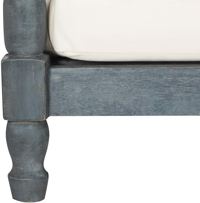 SAFAVIEH Outdoor Collection Pomona Ash Grey Solid Wood/Beige Lounger Bench Sofa Loveseat (PAT6740B) - Photo 6