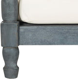SAFAVIEH Outdoor Collection Pomona Ash Grey Solid Wood/Beige Lounger Bench Sofa Loveseat (PAT6740B) - Photo 6