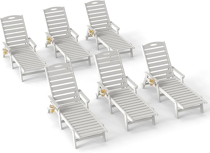 Domi Outdoor Chaise Lounge Chairs Set of 6 - Photo 8