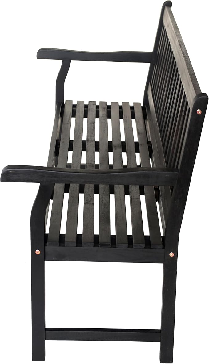 JONATHAN Y BNH101C Laurel 59.1" 3-Seat Slat-Back 600-Lbs Support Acacia Wood Outdoor Garden Patio Bench for Garden, Lawn - Photo 7