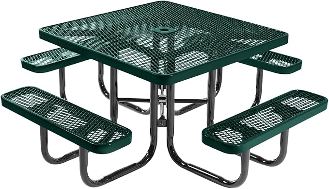 COATEDOUTDOORFURNITURE Heavy-Duty Portable Outdoor Picnic Table with Umbrella Hole - Photo 1