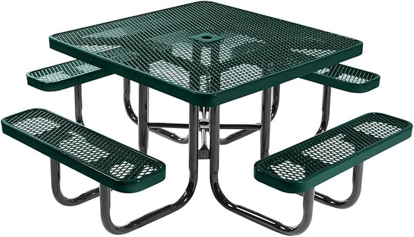 COATEDOUTDOORFURNITURE Heavy-Duty Portable Outdoor Picnic Table with Umbrella Hole - Photo 1