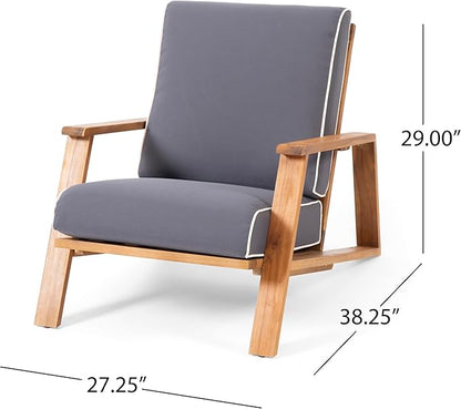 Christopher Knight Home Paloma Outdoor Club Chair with Cushion - Acacia Wood - Teak/Dark Gray