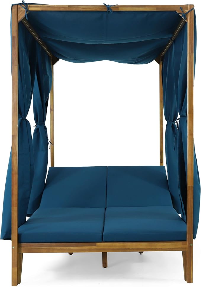 Christopher Knight Home Kinzie Outdoor DAYBED, Teak + Blue
