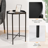 VINGLI Round Metal Side Table with Removable Tray, Outdoor Patio Coffee Table, Waterproof End Table for Small Spaces - Photo 5
