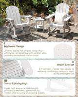 GREENVINES Adirondack Rocking Chair | HDPE Plastic | Porch Rocker | Chair for Outdoor Patio Deck | All Weather | White - Photo 7