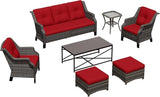 Wicker Patio Furniture Sets, 7 Pieces Outdoor Furniture with Patio Chairs, Outdoor 3-Seater Sofa, Ottoman, Coffee Table - Photo 9
