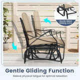 Black Metal Patio Glider Chair Outdoor Rocking Chair, Ergonomic Gliding Bench for Porch Garden Heavy Duty Lawn Furniture - Photo 7