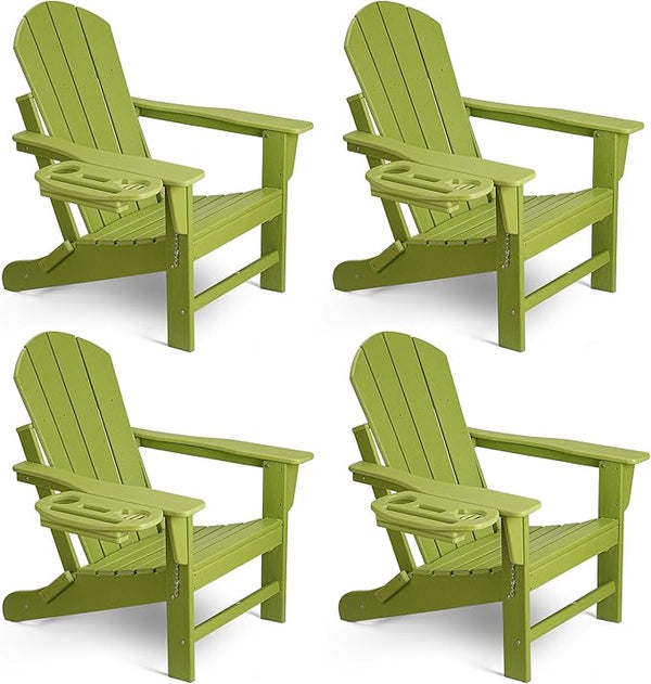 Adirondack Chair Set of 4, HDPE Folding Adirondack Chair with Multifunctional Cup Holder - Photo 1