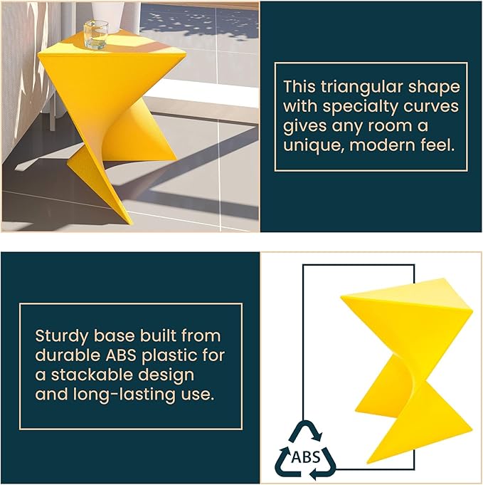 LeisureMod Modern Accent End Table - Stylish Yellow Side Vanity Table for Living Room & Bedroom - Photo 5