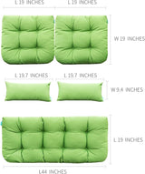 QILLOWAY Patio Cushions, 5 Piece Set - Outdoor Wicker Seat Cushions for Loveseat/Bench, All Weather, Green - Photo 2
