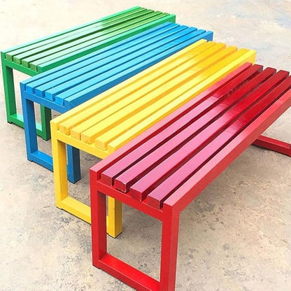 Outdoor Bench,3 Person Garden Bench,Backless Patio Benches,All-Weather Metal Furniture Seating,for Front Porch,Patio,Backyard,Lawn 39.1/47.2 in(Yellow,47.2 Inch)