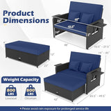 COSTWAY Patio Rattan Daybed with Cushions, Outdoor Wicker Loveseat Sofa with Storage Ottoman - Photo 3